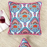 Printed Cushion Cover Set of 2 16?x16? with pom pom, Indoor Outdoor Cushion Covers Room d?cor for Couch Bed Sofa-thumb2