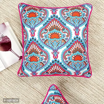 Printed Cushion Cover Set of 2 16?x16? with pom pom, Indoor Outdoor Cushion Covers Room d?cor for Couch Bed Sofa-thumb3