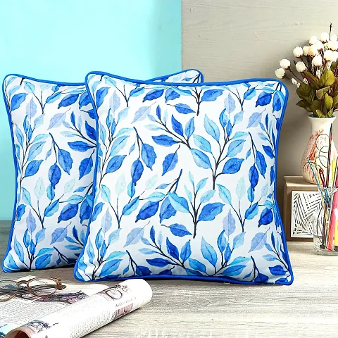 Printed Cushion Cover Set of 2 16?x16? with pom pom, Indoor Outdoor Cushion Covers Room d?cor for Couch Bed Sofa