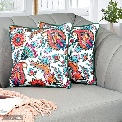 Printed Cushion Cover Set of 2 16?x16? with pom pom, Indoor Outdoor Cushion Covers Room d?cor for Couch Bed Sofa-thumb2