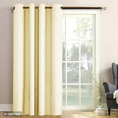 DecorStore Window Curtain Cream Solid Room Darkening Thermal Insulated Blackout Grommet for Living Room-thumb0