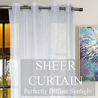 DecorStore White Transparent Sheer Curtains Single Curtain 5 feet with Silver Eyelets Draperies for Living Room/Bedroom give Your Home a Elegant Look.-thumb1