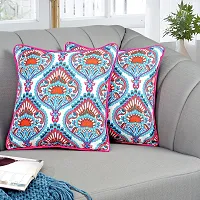 Printed Cushion Cover Set of 2 16?x16? with pom pom, Indoor Outdoor Cushion Covers Room d?cor for Couch Bed Sofa-thumb1