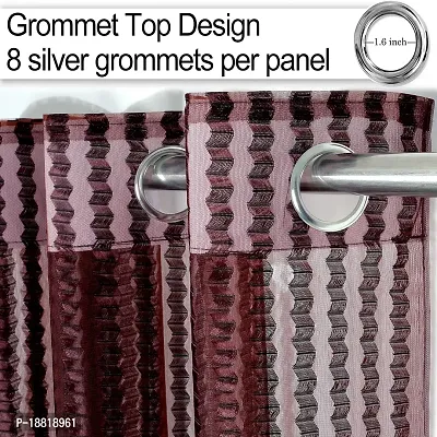 DecorStore Maroon Transparent Sheer Curtains Single Curtain 5 feet with Silver Eyelets Draperies for Living Room/Bedroom give Your Home a Elegant Look.-thumb3