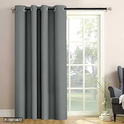 DecorStore Window Curtain Grey Solid Room Darkening Thermal Insulated Blackout Grommet for Living Room