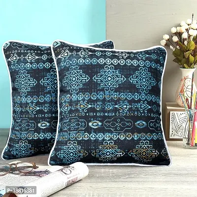 Printed Cushion Cover Set of 2 16?x16? with pom pom, Indoor Outdoor Cushion Covers Room d?cor for Couch Bed Sofa