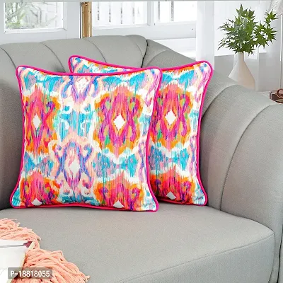 Printed Cushion Cover Set of 2 16?x16? with pom pom, Indoor Outdoor Cushion Covers Room d?cor for Couch Bed Sofa-thumb4
