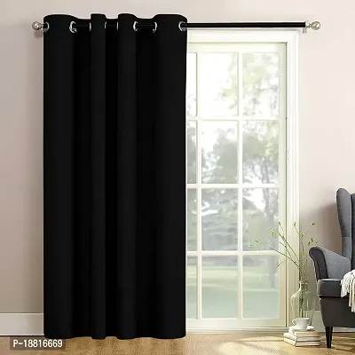 DecorStore Window Curtain Black Solid Room Darkening Thermal Insulated Blackout Grommet for Living Room-thumb0