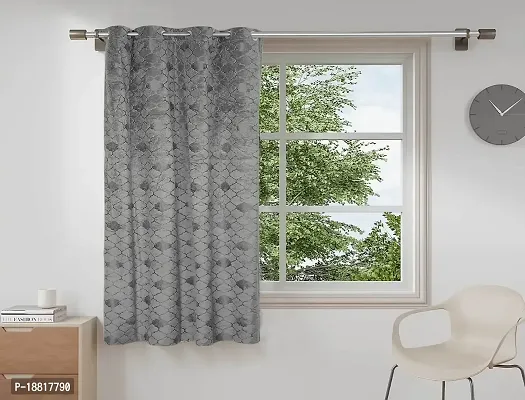 DecorStore Silver Grey Velvet Window Curtains 1 Panels 60x48 Inches, Embossed Geometric Trellis Drapes with Silver Eyelets Moderate Room Darkening Window Treatments.-thumb0