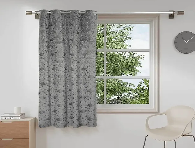 DecorStore Velvet Curtains 1 Panels, Embossed Geometric Trellis Drapes with Silver Eyelets Moderate Room Darkening Treatments.