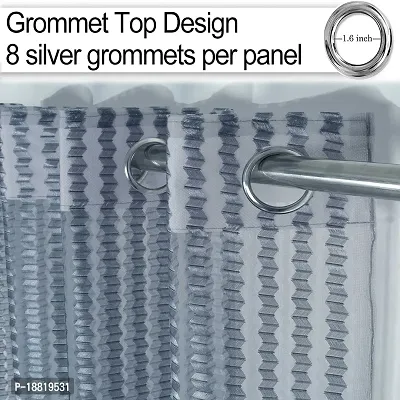 DecorStore Grey Transparent Sheer Curtains Single Curtain 5 feet with Silver Eyelets Draperies for Living Room/Bedroom give Your Home a Elegant Look.-thumb3