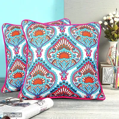 Printed Cushion Cover Set of 2 16?x16? with pom pom, Indoor Outdoor Cushion Covers Room d?cor for Couch Bed Sofa-thumb0