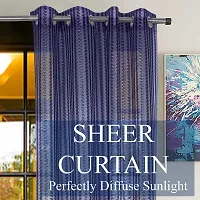 DecorStore Blue Transparent Sheer Curtains Single Curtain 5 feet with Silver Eyelets Draperies for Living Room/Bedroom give Your Home a Elegant Look.-thumb1