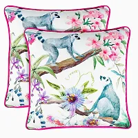 Printed Cushion Cover Set of 2 16?x16? with pom pom, Indoor Outdoor Cushion Covers Room d?cor for Couch Bed Sofa-thumb1