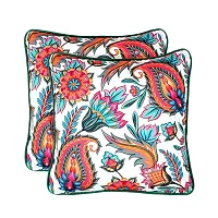 Printed Cushion Cover Set of 2 16?x16? with pom pom, Indoor Outdoor Cushion Covers Room d?cor for Couch Bed Sofa-thumb4