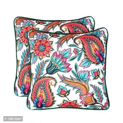 Printed Cushion Cover Set of 2 16?x16? with pom pom, Indoor Outdoor Cushion Covers Room d?cor for Couch Bed Sofa-thumb5