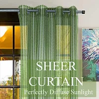 DecorStore Green Transparent Sheer Curtains Single Curtain 5 feet with Silver Eyelets Draperies for Living Room/Bedroom give Your Home a Elegant Look.-thumb1