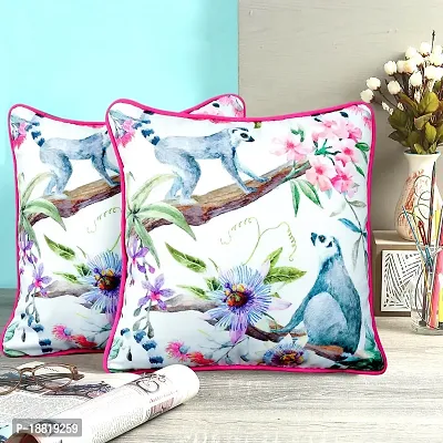 Printed Cushion Cover Set of 2 16?x16? with pom pom, Indoor Outdoor Cushion Covers Room d?cor for Couch Bed Sofa-thumb0