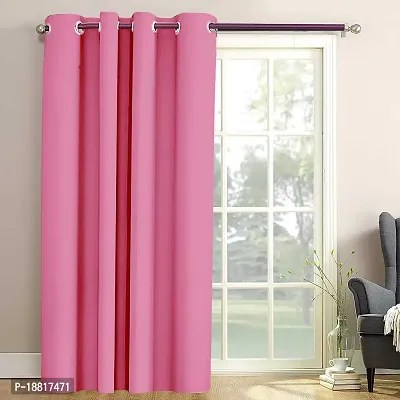 DecorStore Window Curtain Pink Solid Room Darkening Thermal Insulated Blackout Grommet for Living Room-thumb0