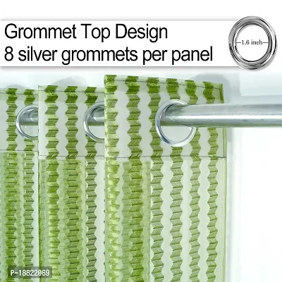 DecorStore Green Transparent Sheer Curtains Single Curtain 5 feet with Silver Eyelets Draperies for Living Room/Bedroom give Your Home a Elegant Look.-thumb3