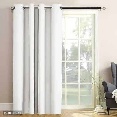 DecorStore Window Curtain White Solid Room Darkening Thermal Insulated Blackout Grommet for Living Room-thumb0