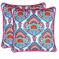 Printed Cushion Cover Set of 2 16?x16? with pom pom, Indoor Outdoor Cushion Covers Room d?cor for Couch Bed Sofa-thumb4