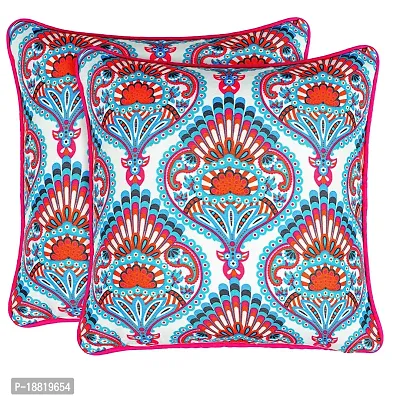 Printed Cushion Cover Set of 2 16?x16? with pom pom, Indoor Outdoor Cushion Covers Room d?cor for Couch Bed Sofa-thumb5