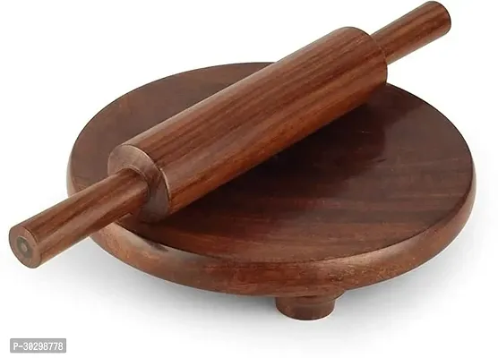 Zaara crafts Wooden Handmade Heavy with Natural Buffing Rosewood Wooden Chakla-Belan for Chapati/Roti/Paratha/Puri/Papad Wooden Rolling Pin Roller Thick Size Chapati Roller (Pin  Board)-thumb0