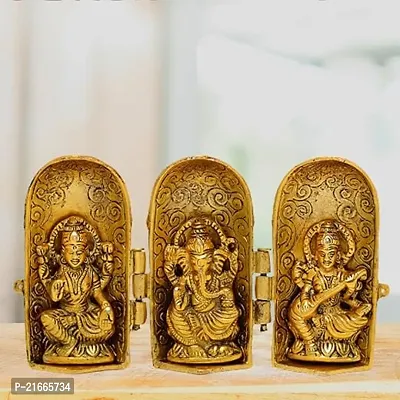 Classic Laxmi Ganesh Saraswati Idol Murti For Home Temple Puja-thumb0
