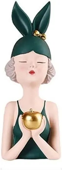 Classic Green Girl Holding Apple For Home Decor