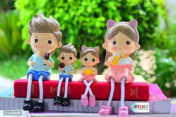 Mark India Cute Resin Hanging Doll Family Of Four Hanging Feet Doll (Set Of 4)