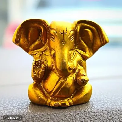 Classic Antique Brass Ganesh Idol Perfect For Car Dashboard