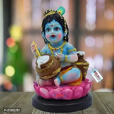 Classic Beautifull Krishna Idol With Matki Sitting On Lotus-thumb0