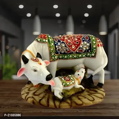 Classic Marble / Resin Cow And Calf Showpiece 5X3X3 Inch-thumb0