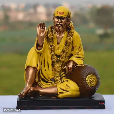 Sai Baba Statue Sai Nath Idol Sitting on Singhasan Decorative Showpiece-thumb0