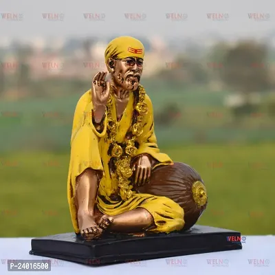 Sai Baba Statue Sai Nath Idol Sitting on Singhasan Decorative Showpiece-thumb2