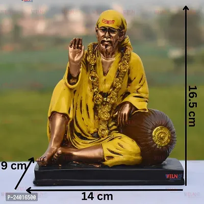 Sai Baba Statue Sai Nath Idol Sitting on Singhasan Decorative Showpiece-thumb5