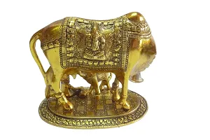Kamdhenu Cow Calf with Bal Gopala Statue Idols Decorative Murti for Home Temple Mandir and Office Shop Antique Showpiece-thumb1