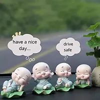 Synthetic Resin Little Baby Figurine/Monk/Sculpture Set of 4 for Car Dashboard, Home Decor, Decorative-thumb1