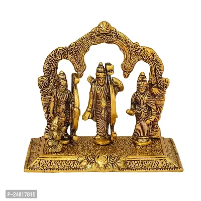 Metal Ram Darbar Idol Lord Rama Laxman and Sita hanuman Statue for Temple Ram Darbar Decorative Showpiece-thumb2