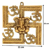 METAL SWASTIK WITH OM AND GANESHA WALL HANGING, WALL DECOR FOR HOUSE TEMPLE, METAL SWASTIK GANESH WITH OM WALL-thumb1