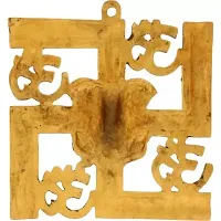 METAL SWASTIK WITH OM AND GANESHA WALL HANGING, WALL DECOR FOR HOUSE TEMPLE, METAL SWASTIK GANESH WITH OM WALL-thumb2