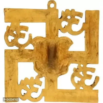 METAL SWASTIK WITH OM AND GANESHA WALL HANGING, WALL DECOR FOR HOUSE TEMPLE, METAL SWASTIK GANESH WITH OM WALL-thumb3