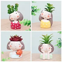 Beautiful Combo Pack Of 4 Girls Succulent Planter Pot Resin (without Plant) Decorative Showpiece-thumb1