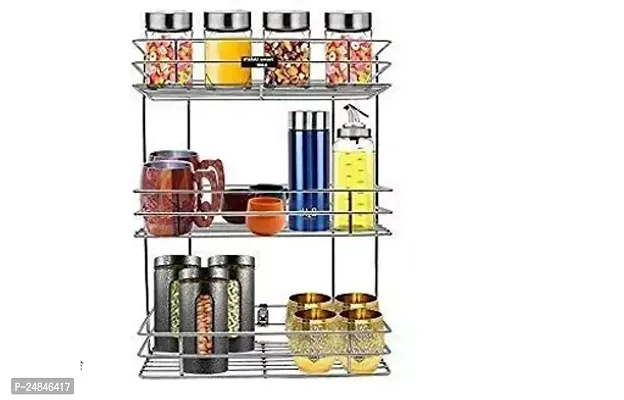 Multi Purpose Stainless Steel Storage Rack 3 Layer Wall Mounted Rack for kitchen Shelf-thumb0