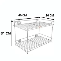 Epic Stainless Steel Spice 2-Tier Trolley Container Organizer Organiser/Basket for Boxes Utensils Dishes Plates for Home (Multipurpose Kitchen Storage Shelf Shelves Holder Stand Rack)-thumb1