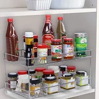 Epic Stainless Steel Spice 2-Tier Trolley Container Organizer Organiser/Basket for Boxes Utensils Dishes Plates for Home (Multipurpose Kitchen Storage Shelf Shelves Holder Stand Rack)-thumb4