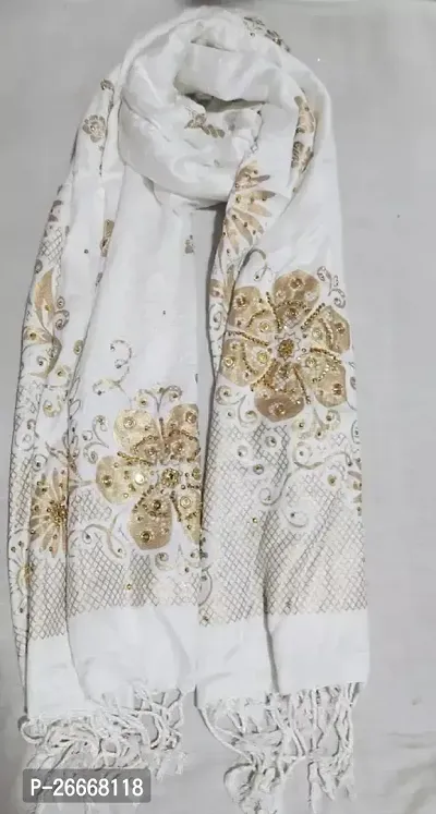 Elite White Chiffon Printed Dupattas For Women