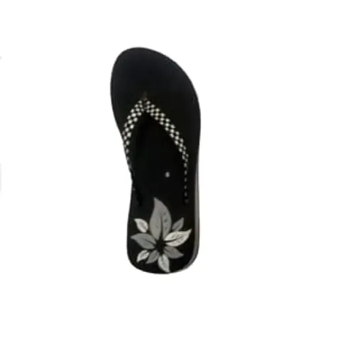 AniRudhTraderS Stylish Slippers FOR Women's Home Multicolor Printed Flower Wages Sponge Heel Black Slippers Flip Flop Indoor Outdoor Flip Cute Foot Wear Daily Use
