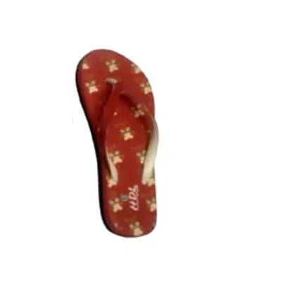 AT009 Footwear for Women's Home Multicolor Flat Red Slippers Flip Flop Indoor Outdoor Flip Cute Foot Wear Daily Use Size 08